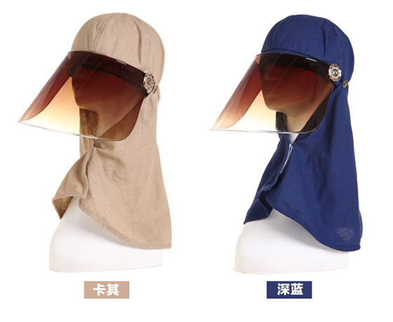 防晒大镜片可拆式护颈遮阳帽,居家生活,流行时
