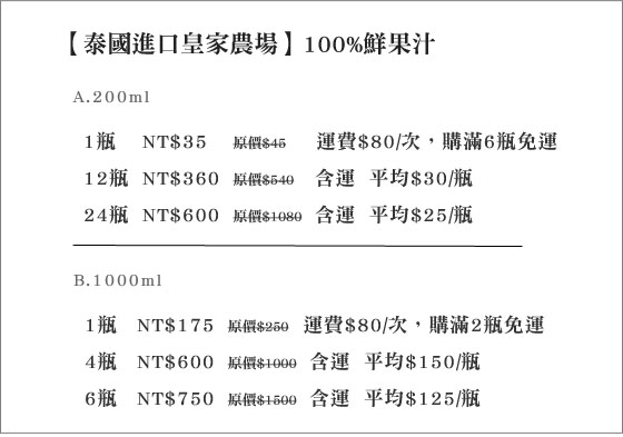 泰國/皇家農場/鮮果汁/泰國果汁/果汁/芒果汁/荔枝汁/草莓汁/綜合莓汁