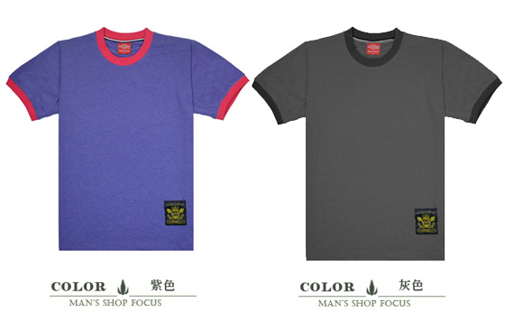 MIT美式圆领滚边纯棉T恤-【男人帮】经典美式