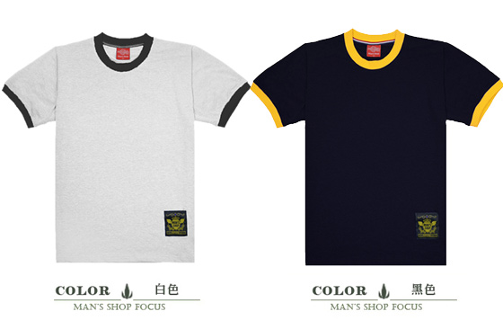 MIT美式圆领滚边纯棉T恤-【男人帮】经典美式