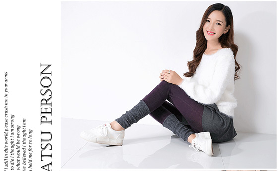 韩国时尚5色堆堆袜拼接弹力9分裤,流行时尚,服