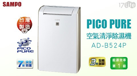 SAMPO聲寶-PICO PURE空氣清淨除濕機(AD-B524P)1台