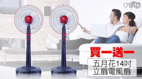 五月花-台灣製造三段風速調整電風扇(14吋)買一送一