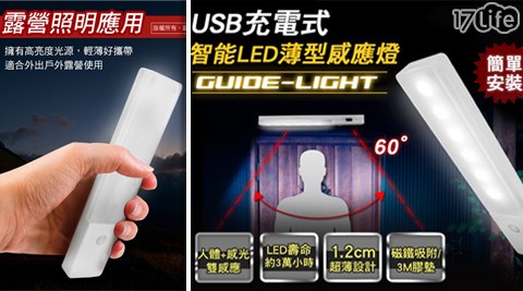 USB充電欣葉 餐 卷式智能LED薄型人體感應燈