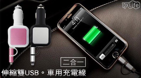 二合一伸海 霸王 蔡 英文縮雙USB車用充電線總輸出4.8A