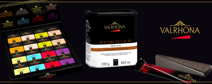 法芙娜 VALRHONA- 頂級產地巧克力8款綜合禮盒＆100%無糖可可粉，贈艾克拉巧克力棒 法國味覺藝術的圓柔奔放，探索頂級巧克力深邃奧秘，感受溫熱可可那如絲柔滑的美妙喉韻
