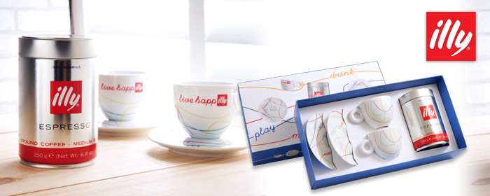 illy-LIVE HAPPilly 卡布奇諾杯盤組 啜飲一口獨特完美的咖啡，點滴入口的幸福，品味與快樂的感官愉悅，讓嶄新一天充滿微笑