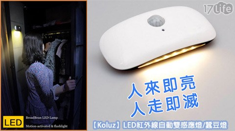Koluz-海 逸 酒店LED紅外線自動雙感應燈/蠶豆燈1入