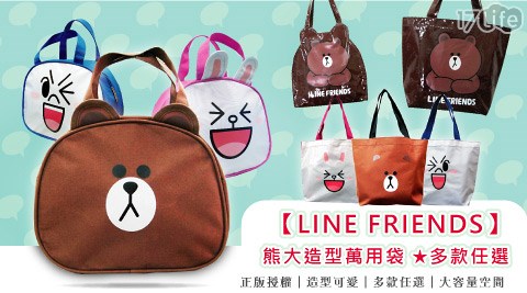 LINE FRIENDS-造型萬用袋/熊大輕質造型造型袋/熊大輕質造型萬用袋/便當袋