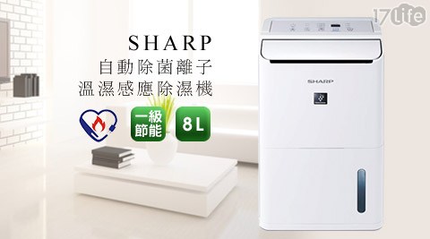 夏普SHARP-一級節能自動除菌離子8公升清淨大潤發 尿布除濕機8L(DW-D8HT-W)1台