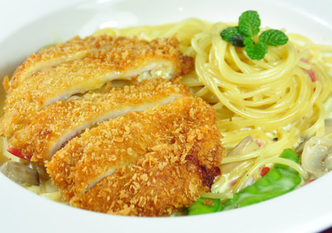 爆浆蓝带猪排义大利面