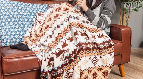 舒暖法蘭絨可愛麋鹿造型懶人毯