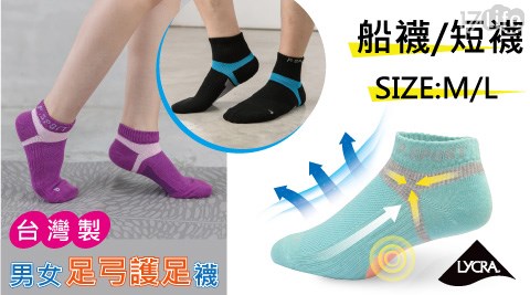 台灣製左右腳足弓輕量護足運動短襪/船襪系列