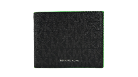 MICHAEL KORS COOPER滿版防刮對開短夾-綠
