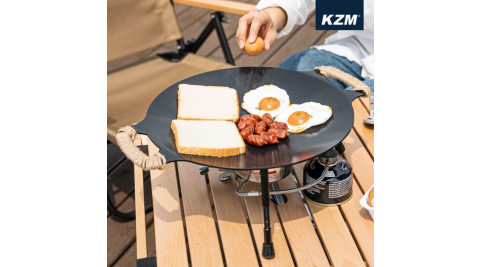 【KAZMI】KZM 黑皮不沾桌上型烤盤含收納袋 烤盤 高級陶瓷塗層 露營 烤肉