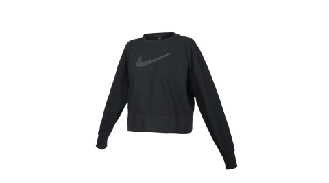 NIKE 女休閒長袖T恤-DRI-FIT 寬版 圈毛 保暖 大學T 黑@CU5507-010@
