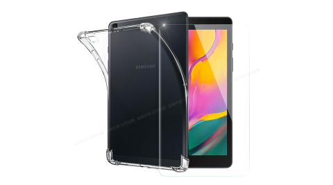 CITY for 三星 Samsung Galaxy Tab A T295 8吋 平板5D 4角軍規防摔殼+鋼化玻璃貼組合