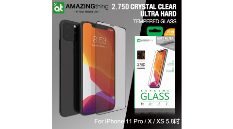 AT iPhone 11 Pro / X / XS 5.8吋 共用款 2.75D防塵經典滿版 子彈系列9H鋼化玻璃膜(黑)