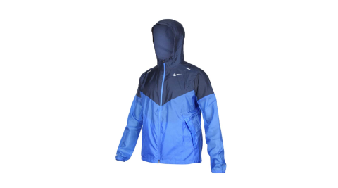 NIKE 男連帽風衣外套-連跑外套 防風 慢跑 路跑 丈青藍銀@CK6342-402@