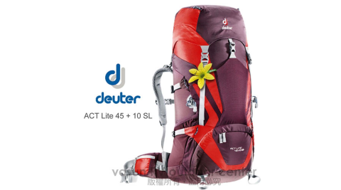【德國 Deuter 】ACT Lite 45 + 10 SL 輕量拔熱式透氣背包/登山健行背包/ 露營 / 旅行 _ 3340215 紫/紅