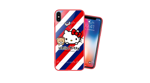 Hello Kitty凱蒂貓 iPhone Xs / X 5.8吋 鋼化玻璃手機殼(郵差) 有吊飾孔
