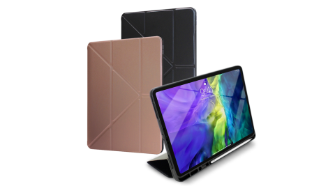 Xmart for 2020 iPad Pro 12.9吋 清新簡約超薄Y折帶筆槽皮套