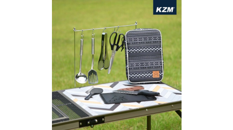 【KAZMI】KZM 彩繪民族風廚房用具8件組(黑色) 廚房用品 刀 湯匙