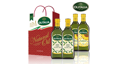【Olitalia奧利塔】橄欖油禮盒1組+葵花油禮盒1組(1000mlx2罐/組;共4罐)