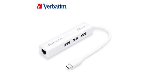 【Verbatim】VH1 Type-C TO USB 三孔集線器+網路孔