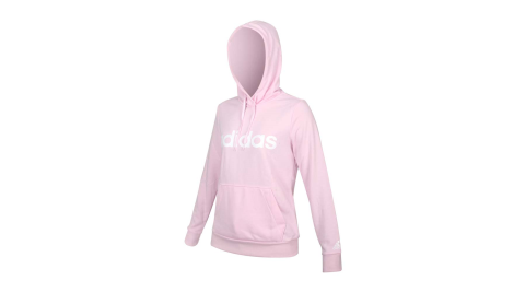 ADIDAS 女長袖連帽T恤-亞規 圈毛 帽T 休閒 上衣 愛迪達 粉紅白@GL0641@
