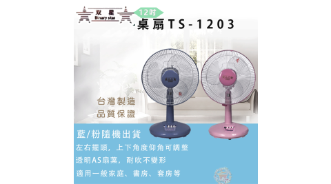 【雙星】12吋桌扇電風扇 TS-1203 顏色隨機出貨