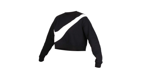 NIKE 女內刷毛長袖短版T恤-保暖 慢跑 長袖T恤 黑白@BV3934-011@