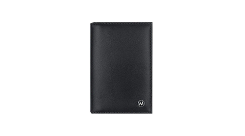 庫存出清  MONDAINE瑞士國鐵視窗牛皮名片夾十字紋 黑 XW-160401C