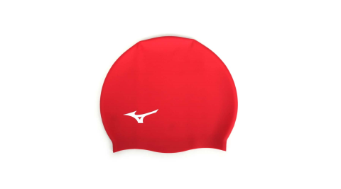 MIZUNO SWIM 矽膠泳帽-游泳 戲水 海邊 沙灘 美津濃 紅白@N2JW914000-62@