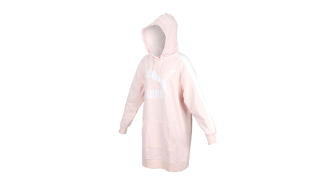 PUMA 女流行系列T7長袖連帽連身T恤-裙子 圈毛 淺粉白@59705117@