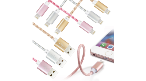(2入裝，平均每入只要99元) XM iPhone 6 / 6 Plus / AIR2 / MINI3 Lighting 鋁合金編織線 25cm 短線