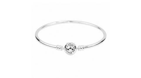 Pandora 潘朵拉 硬環圓珠釦純銀手鍊手環