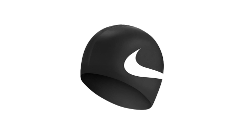 NIKE SWIM 成人矽膠泳帽-游泳 戲水 海邊 沙灘 黑白@NESS8163-001@