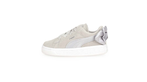 PUMA SUEDE BOW AC INF 女兒童休閒運動鞋-蝴蝶結款-慢跑 銀灰@36732006@