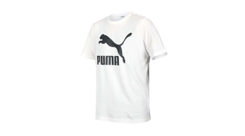 PUMA 男短袖T恤-歐規 純棉 慢跑 路跑 休閒 上衣 白黑@53008802@