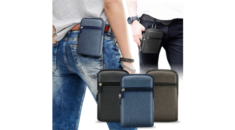 Aisure for 三星 Samsung Galaxy Note 20 / Note 20 Ultra 時尚前端雙層拉鍊帆布腰包