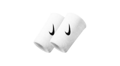 NIKE SWOOSH單色加長腕帶-一雙入 慢跑 路跑 籃球 網球 羽球 白黑@NNN05101OS@