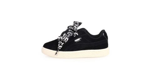 PUMA SUEDE HEART ATHLUXE PS 女中童休閒運動鞋-慢跑 路跑 黑銀@36684501@