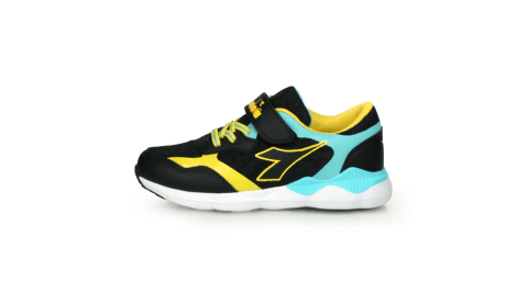 DIADORA 男女中童競速慢跑鞋-超寬楦 運動鞋 魔鬼氈 黑藍黃@DA11015@