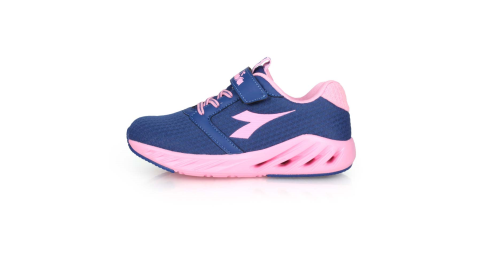 DIADORA 男女大童歐風運動跑鞋-超寬楦 慢跑 魔鬼氈 藍粉紅@DA11011@