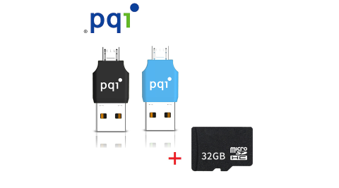 PQI connect 203 繽紛炫彩 OTG讀卡機+32GB記憶卡