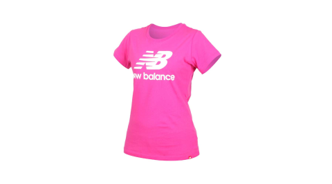 NEWBALANCE 女短袖T恤-慢跑 路跑 NB 桃紅白@AWT91546EPK@