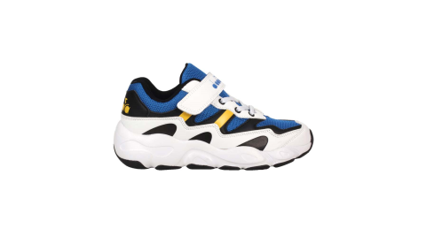 DIADORA 男大童運動鞋-超寬楦-魔鬼氈 童鞋 慢跑 白藍黃@DA11029@