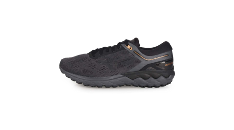 MIZUNO WAVE SKYRISE E 男慢跑鞋-WIDE-寬楦 美津濃 深灰黑金@J1GC202309@
