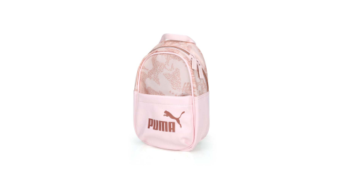 PUMA 小型後背包-雙肩包 旅行包 皮革 粉紅橘咖啡@07717002@